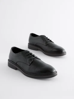 Black Chunky Sole Derby Shoes