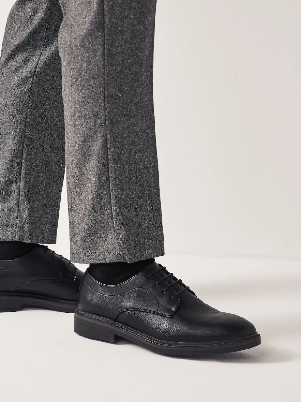 Black Chunky Sole Derby Shoes