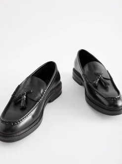 Black Chunky Tassel Loafers