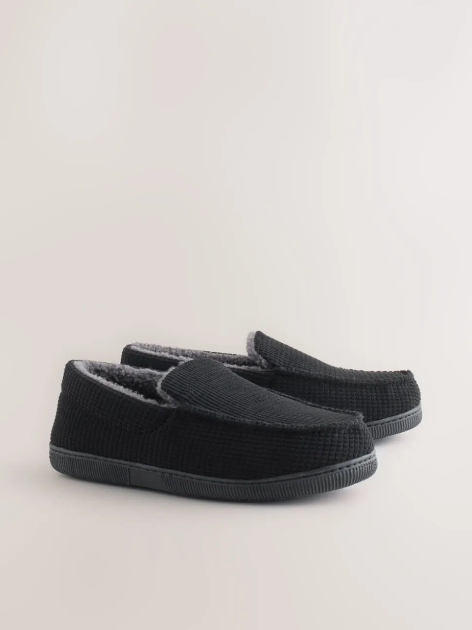 Black Closed Back Textured Slippers