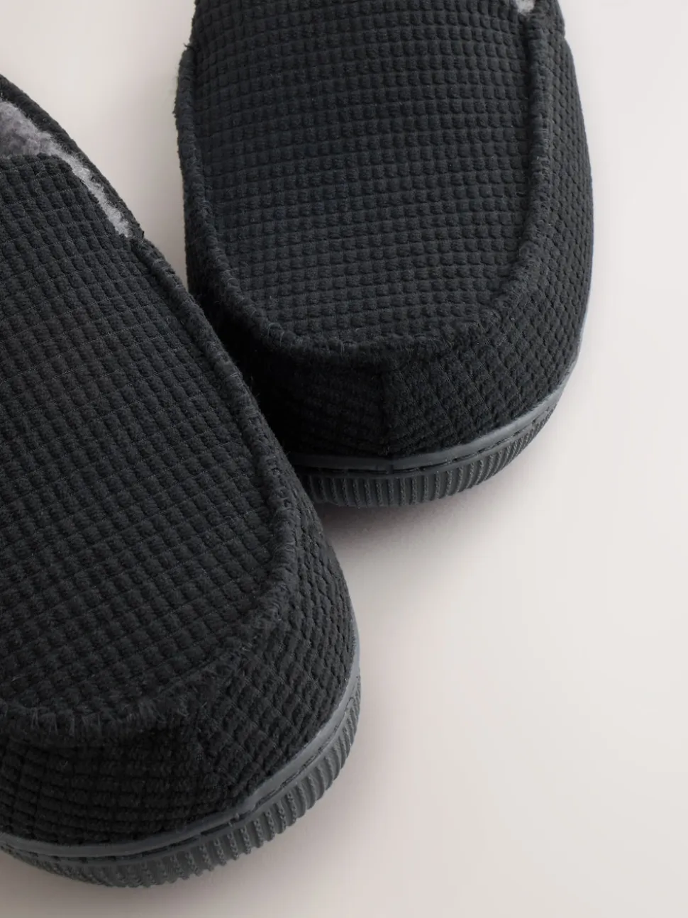 Black Closed Back Textured Slippers