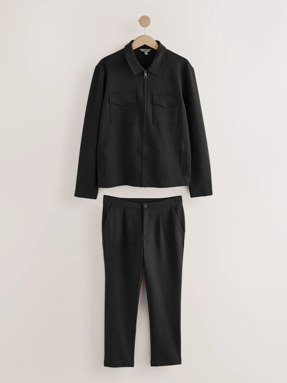 Black Co-ord Jersey Jacket & Trousers 2 Pack Set