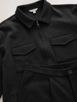 Black Co-ord Jersey Jacket & Trousers 2 Pack Set