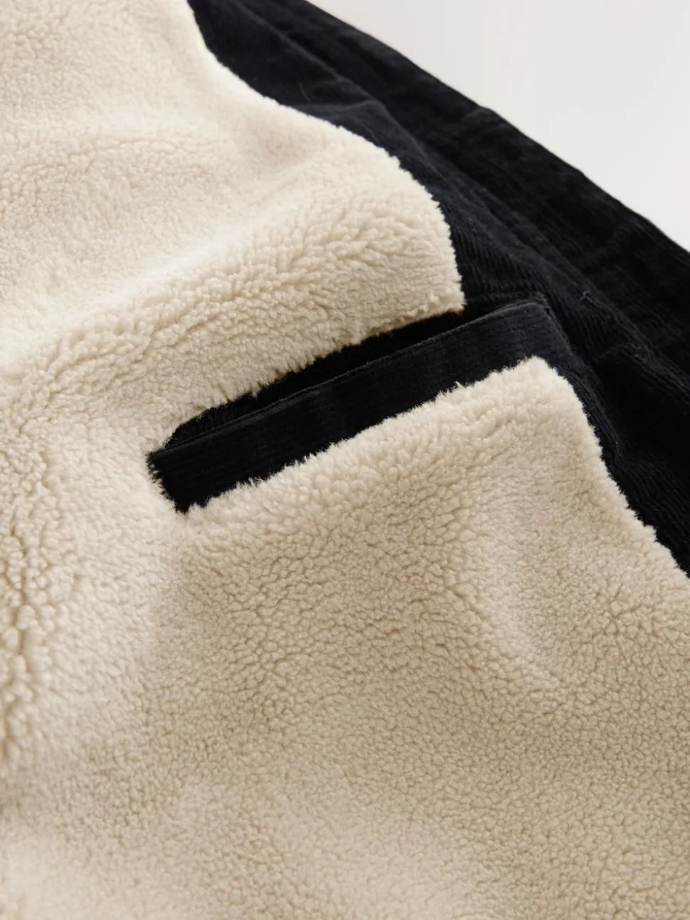 Black Corduroy Borg Lined Jacket
