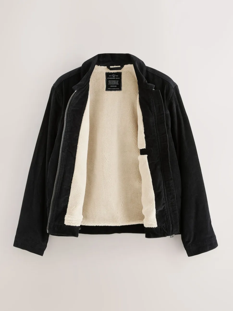 Black Corduroy Borg Lined Jacket