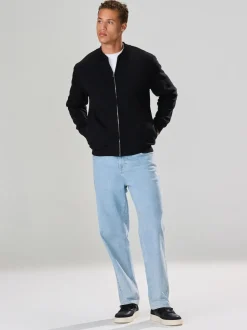 Black Cotton Rich Full Zip Jersey Bomber Jacket