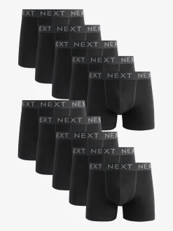 Black Cotton Rich Trunk Boxers 10 Pack