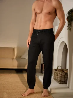 Black Cuffed Brushback Heavyweight Open Joggers