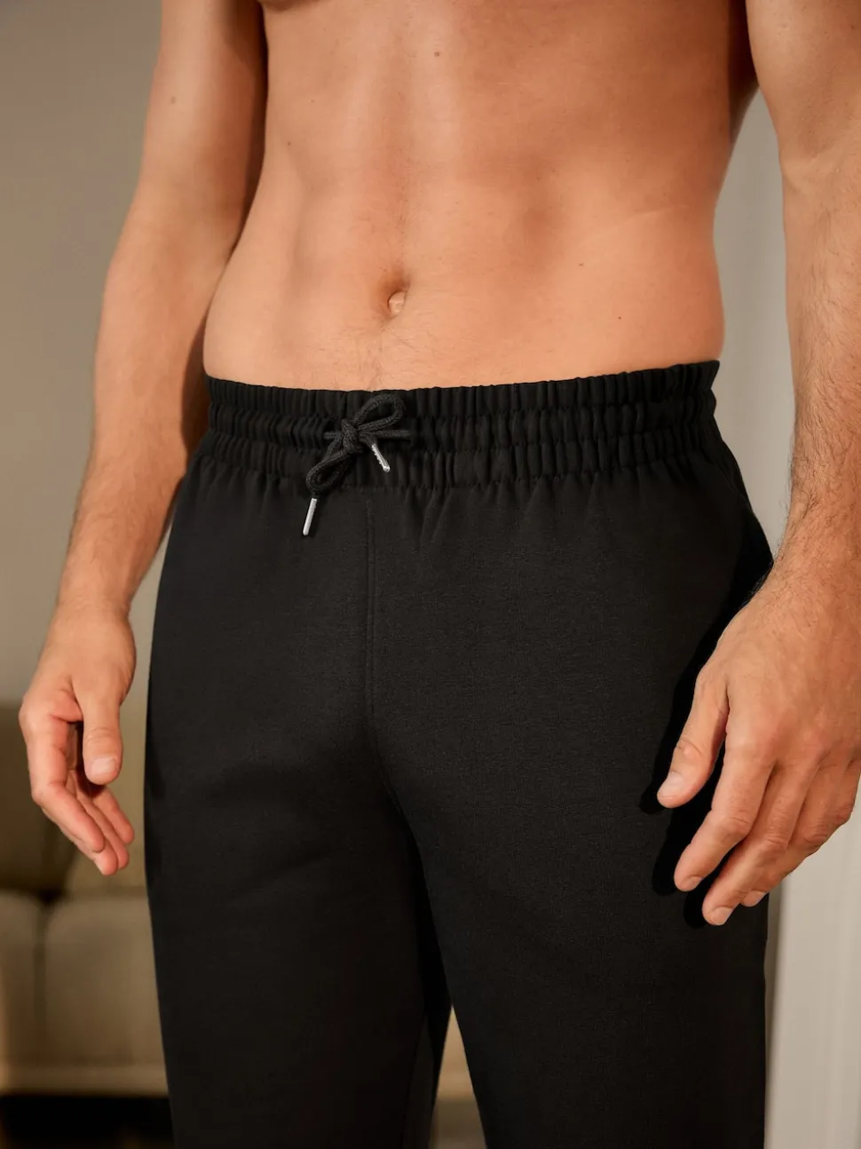 Black Cuffed Brushback Heavyweight Open Joggers