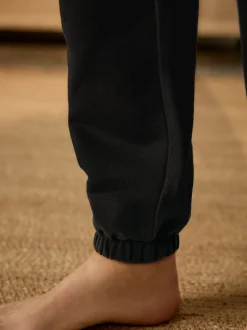 Black Cuffed Brushback Heavyweight Open Joggers