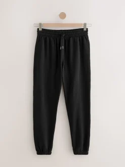 Black Cuffed Brushback Heavyweight Open Joggers