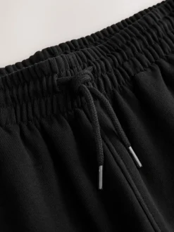 Black Cuffed Brushback Heavyweight Open Joggers
