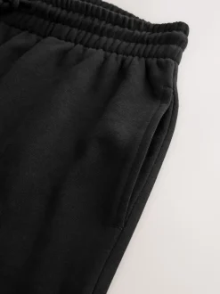 Black Cuffed Brushback Heavyweight Open Joggers