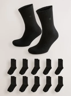 Black Cushioned Sole Sports Socks 10 Pack