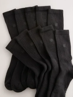 Black Cushioned Sole Sports Socks 10 Pack