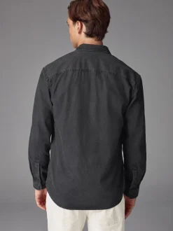 Black Denim Western 100% Cotton Long Sleeve Shirt