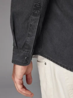 Black Denim Western 100% Cotton Long Sleeve Shirt