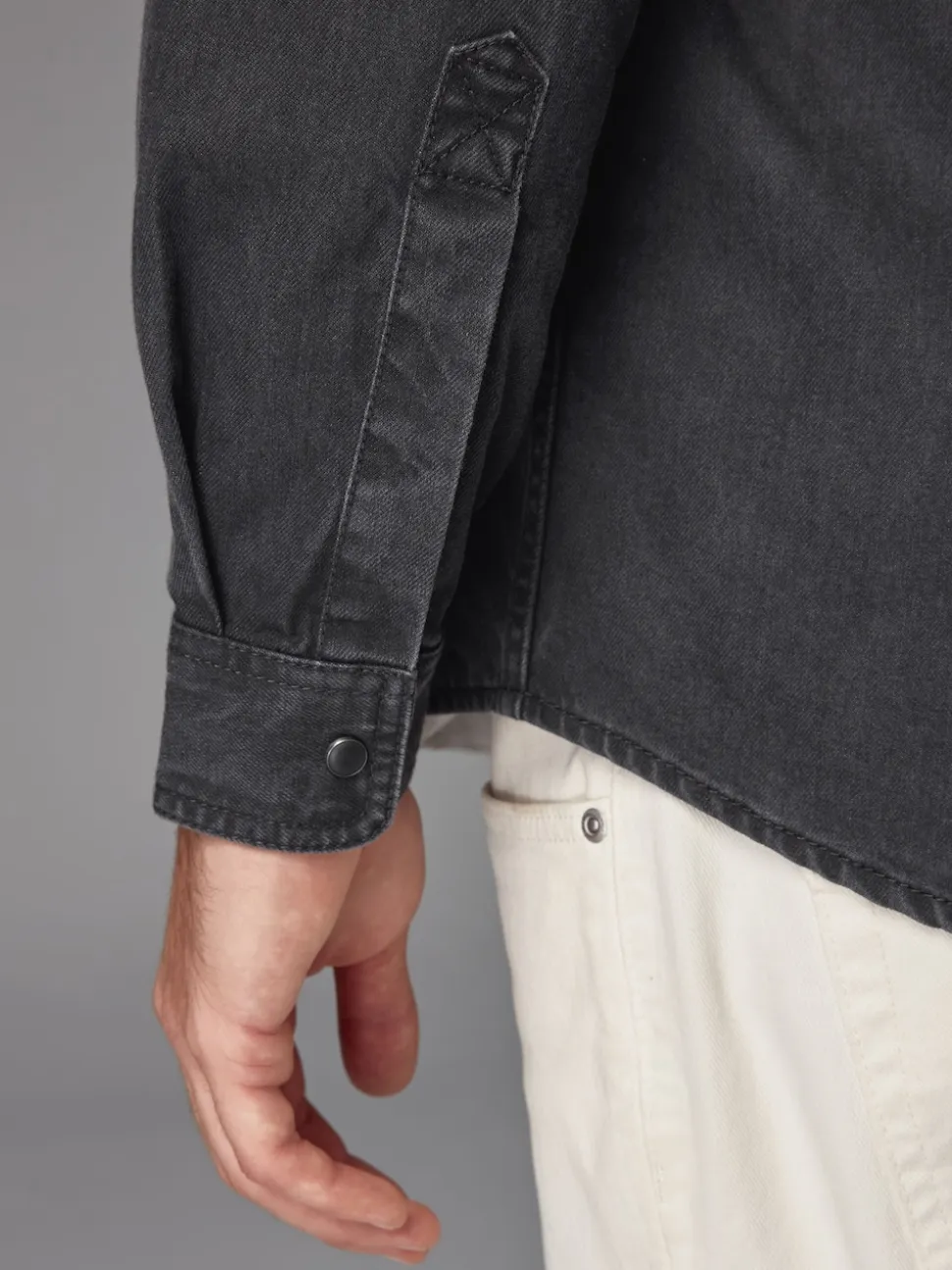 Black Denim Western 100% Cotton Long Sleeve Shirt