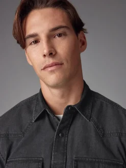 Black Denim Western 100% Cotton Long Sleeve Shirt
