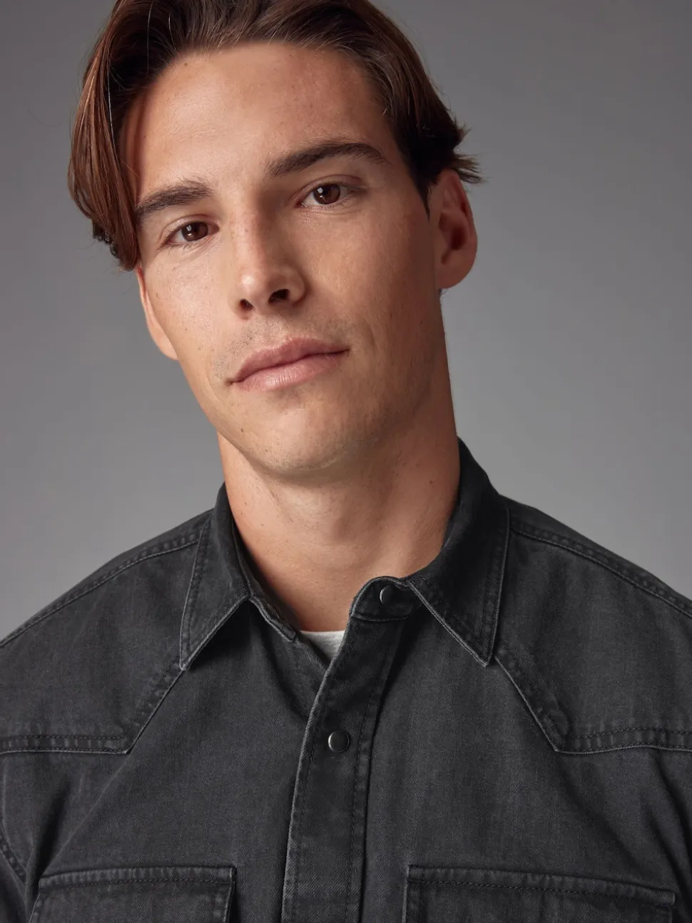Black Denim Western 100% Cotton Long Sleeve Shirt