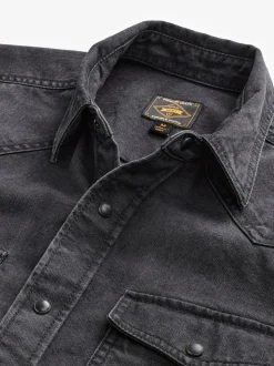 Black Denim Western 100% Cotton Long Sleeve Shirt