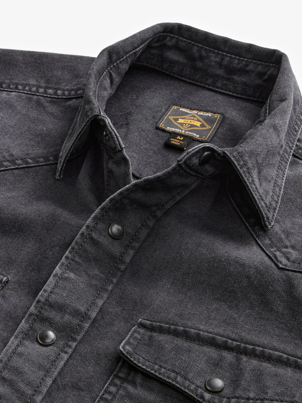 Black Denim Western 100% Cotton Long Sleeve Shirt