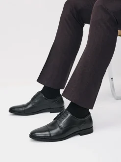 Black Derby Toe Cap Shoes