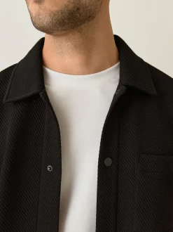Black Diagonal Texture Jersey Shacket
