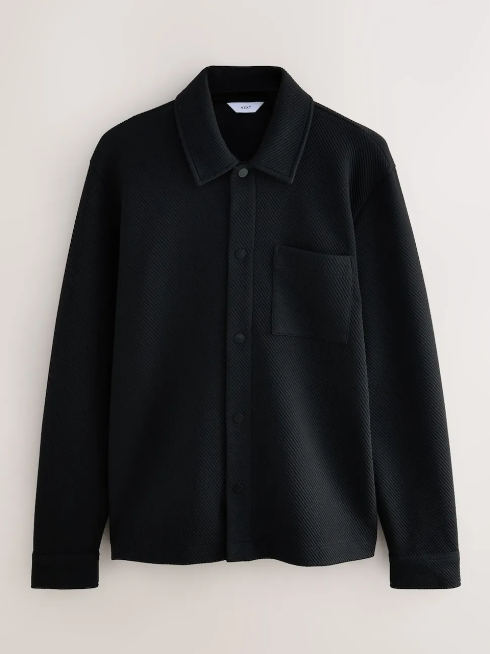 Black Diagonal Texture Jersey Shacket