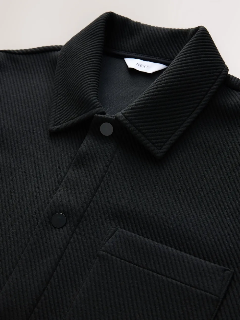 Black Diagonal Texture Jersey Shacket