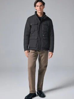 Black Diamond Quilted Shower Resistant Biker Jacket
