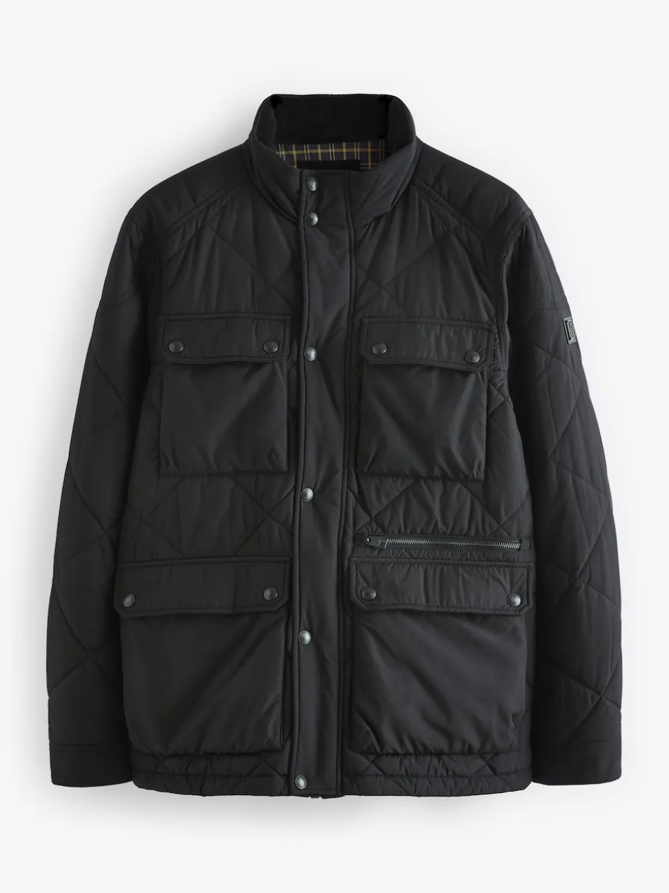 Black Diamond Quilted Shower Resistant Biker Jacket