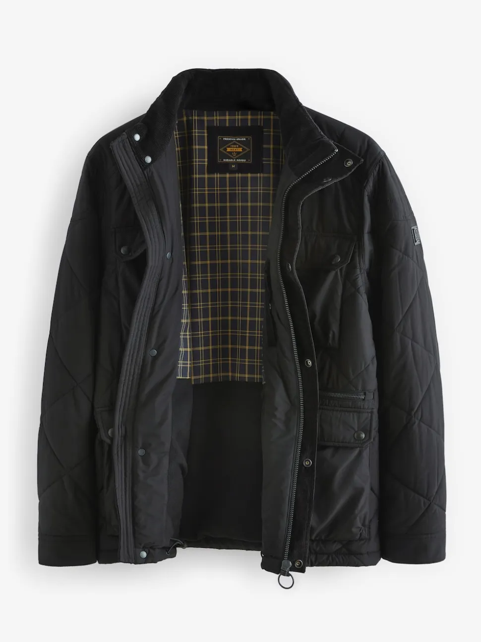 Black Diamond Quilted Shower Resistant Biker Jacket