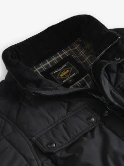 Black Diamond Quilted Shower Resistant Biker Jacket
