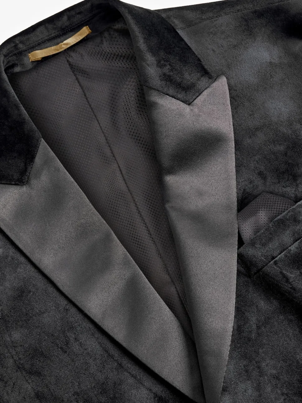 Black Double Breasted Slim Fit Velvet Blazer