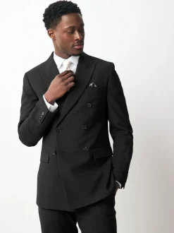Black Double Breasted Tailored Two Button Suit Jacket
