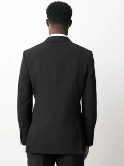 Black Double Breasted Tailored Two Button Suit Jacket