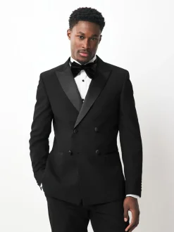 Black Double Breasted Tuxedo Suit Jacket