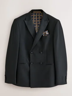 Black Double Breasted Tuxedo Suit Jacket