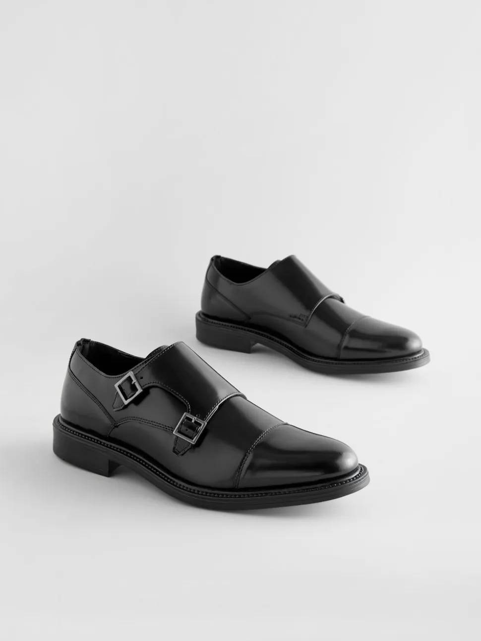 Black Double Monk Shoes