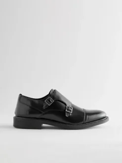 Black Double Monk Shoes