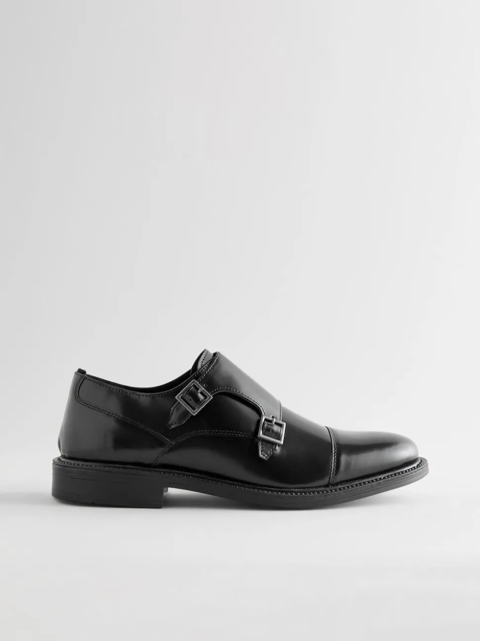 Black Double Monk Shoes