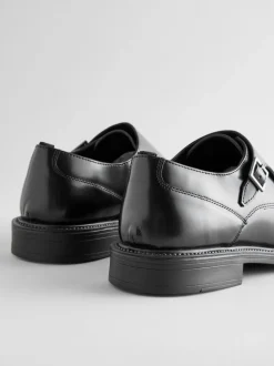 Black Double Monk Shoes