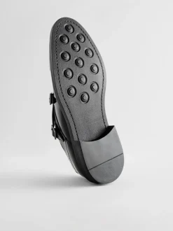 Black Double Monk Shoes