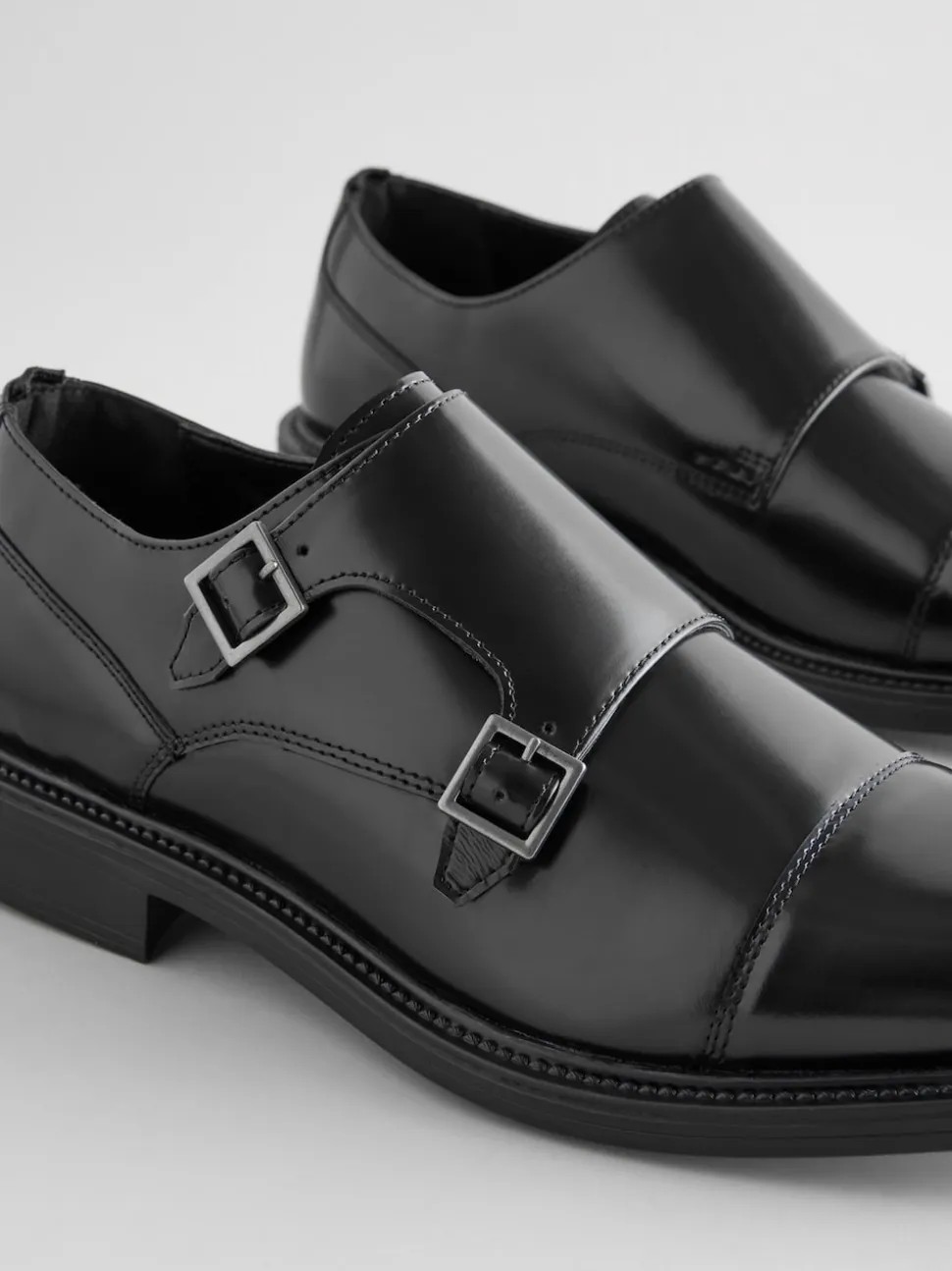 Black Double Monk Shoes