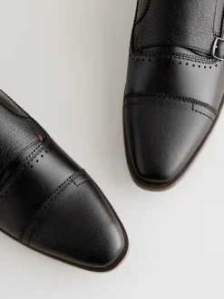 Black Double Monk Toe Cap Shoes