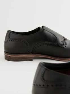 Black Double Monk Toe Cap Shoes