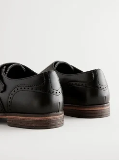 Black Double Monk Toe Cap Shoes