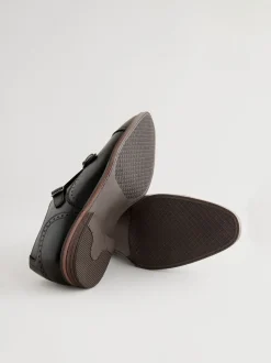 Black Double Monk Toe Cap Shoes