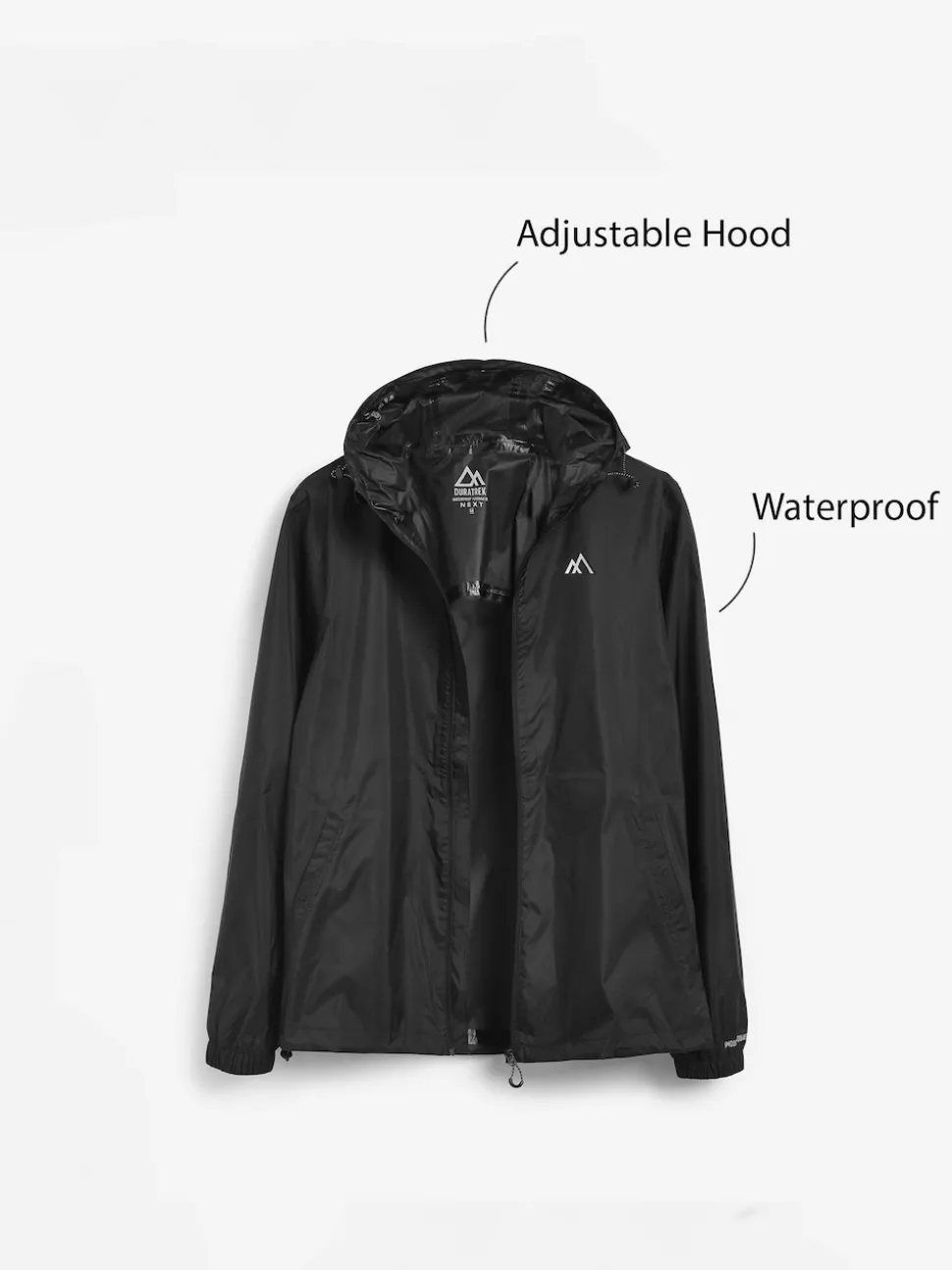 Black DryTech Lightweight Waterproof Packable Jacket